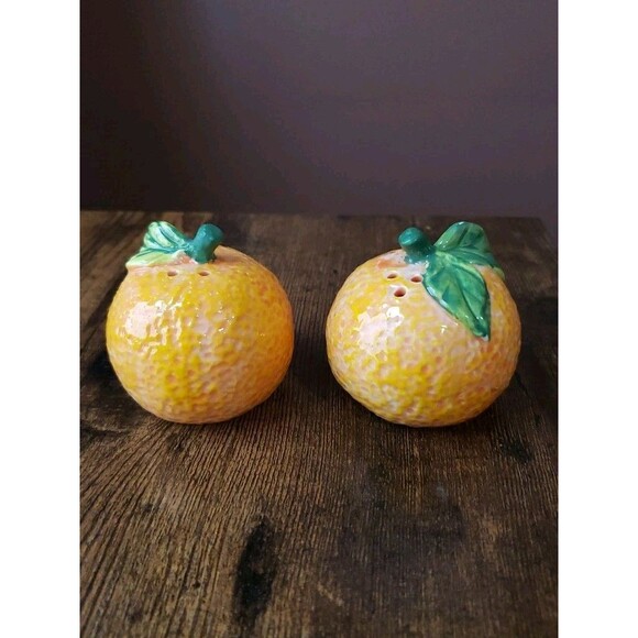 Cracker Barrel Stoneware Oranges Salt & Pepper Set Fruit Crate Vintage Kitsch - Picture 4 of 15